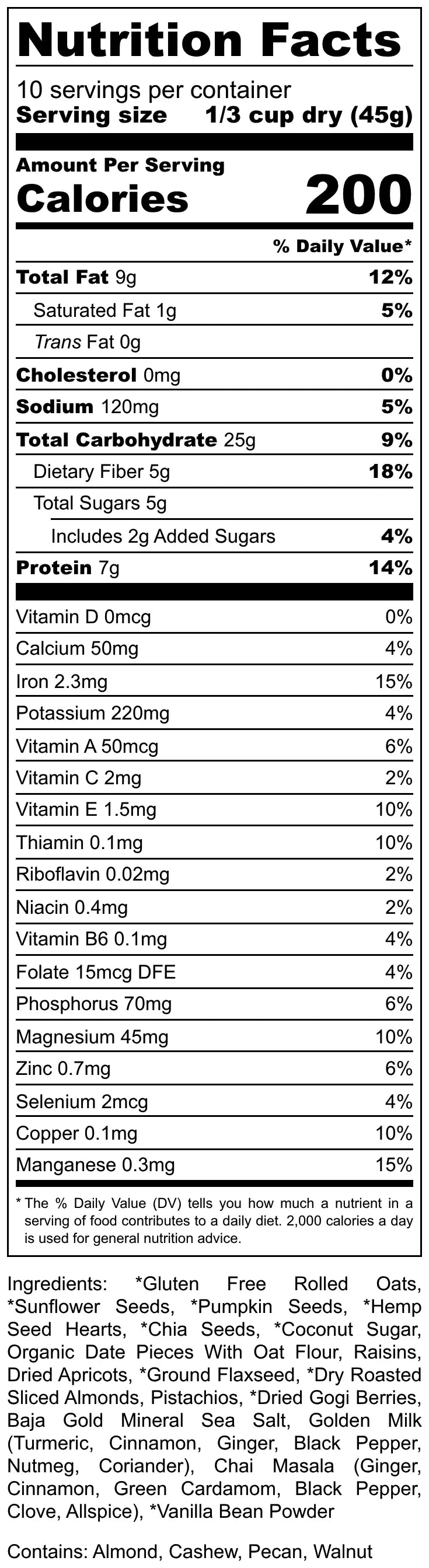 Golden Chai Chia Superfood Oatmeal Big Deal Oatmeal